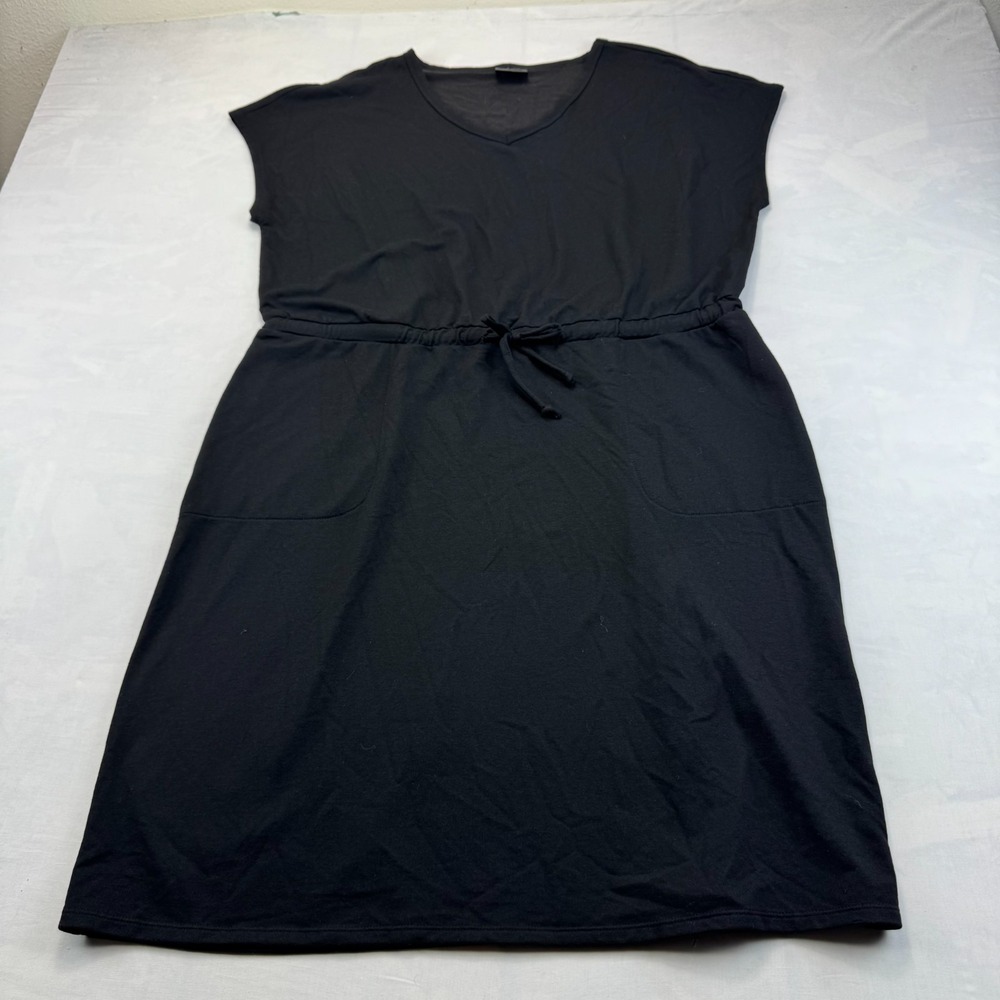 32 Degrees Cool Dress Womens XL Black Sleeveless V-Neck Cinched Drawstring Waist
